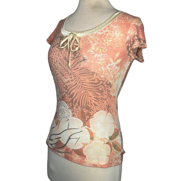 One World Live and Let Live Women's Top Size Small Short Sleeve Round Neck Silk - Picture 2 of 12